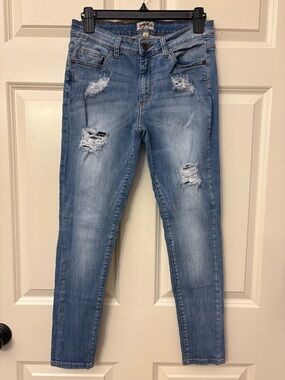 2 For $15 Light Wash Mid-Rise Distressed Skinny Jeans - Women's